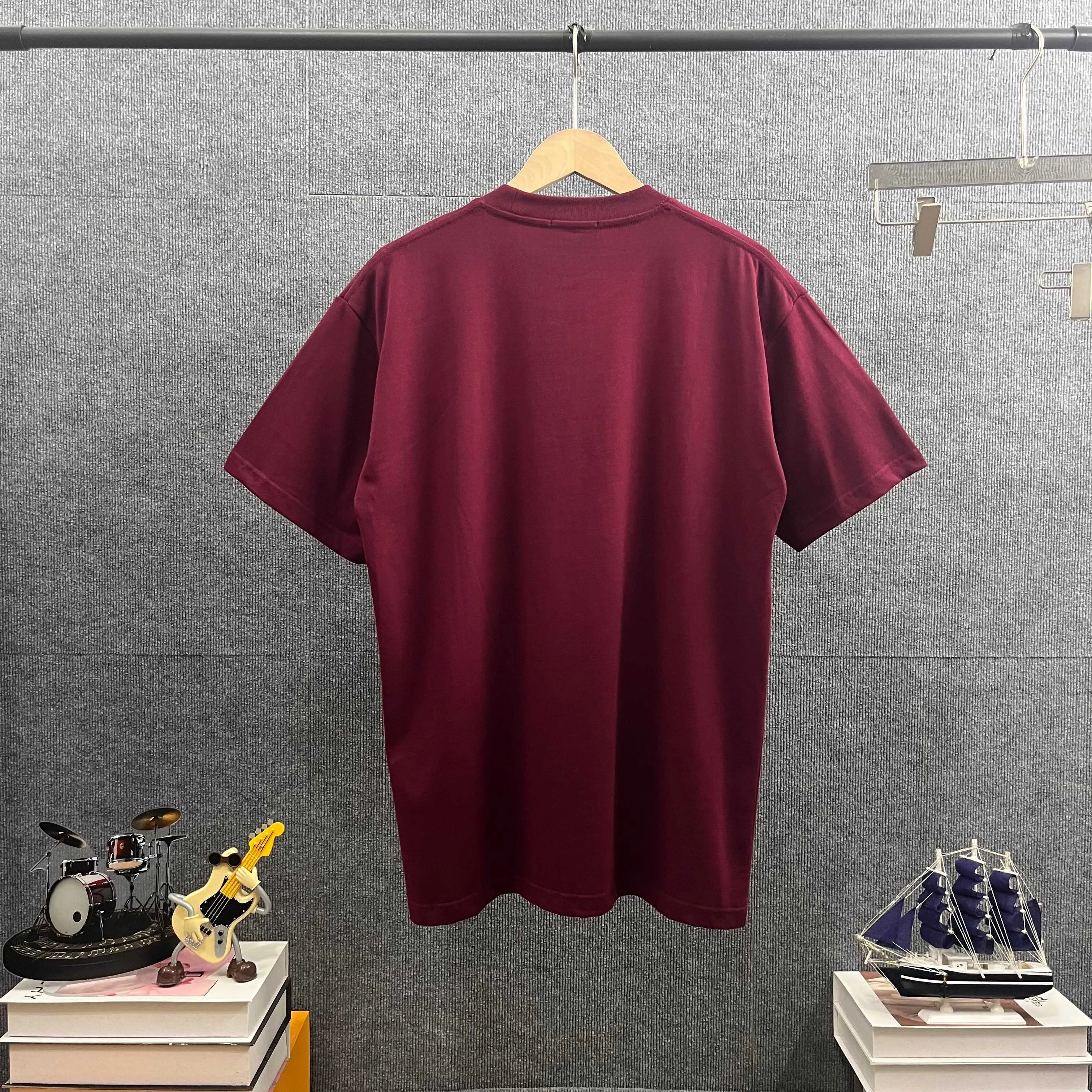 On running Series 2026 Spring and Summer New Arrival Classic simple letter totem embroidery process logo double yarn custom plain cotton fabric short-sleeved T-shirt men and women Same Style Color: Black White Wine Red Gray Apricot Size: S (90-130 pounds) M (120-150 pounds) L (140-165 pounds) XL (160-180 pounds) XXL (180 kilograms)